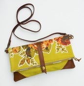 Image of -S O L D- chartreuse foldover with vintage floral appliques (b)