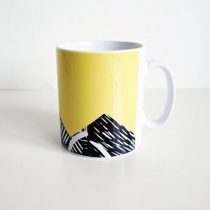 Image of Yellow lino print design mug