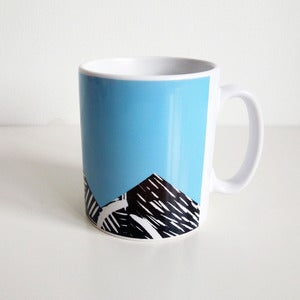 Image of Blue lino print design mug