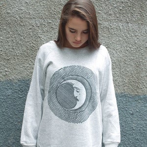 Image of MOON FACE grey oversize sweatshirt