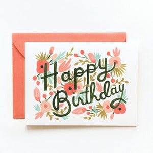 Image of Felicitación Happy Birthday Flores