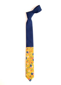 Image of vintage floral + navy linen tie