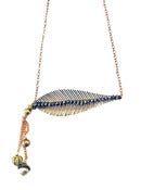 Image of Feather Necklace with Pearl Detail by Joli Jewlery