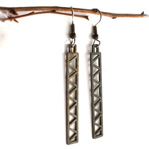 Image of Steel Town Long Triangle Earrings