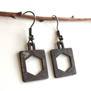 Image of Steel Town Square Bolt Earrings