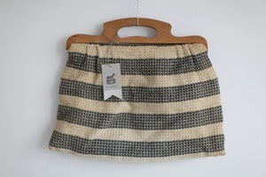 Image of 1950s stripy knitting bag