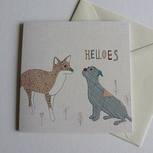 Image of Dog and Fox Greeting Card