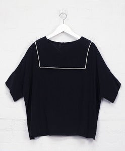 Image of Black Silk 'Backwards' Sailor Top<br>