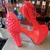 Image of Neon Pink Spiked Clear Booties