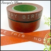 Image of Flame Red Two Set - Corowell Text & Plain Washi Tape - Japanese Masking / Smash / Tissue Tape