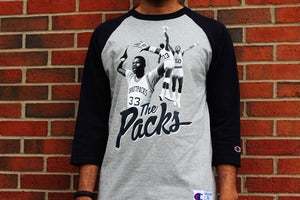 Image of Draft Packs x CHAMPION: EWING "Georgetown Beast" Raglan l Grey/Navy
