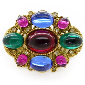 Image of Vintage 1970s Jewel Tone Vibrant Rainbow Brooch