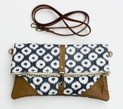 Image of foldover bag in ikat dots