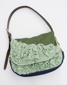Image of a large tough ruffles shoulder bag in pine + wintergreen