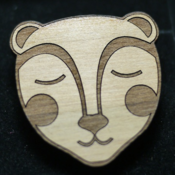 Image of Peaceful Bear Wooden Brooch