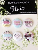 Image of Sweet Story Flair - 6 x 1" Flatback Buttons / badges - Rourke's Rounds
