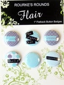Image of Mauve & Pale Blue Happy Day Flair - 6 x 1" Flatback Buttons / badges - Rourke's Rounds