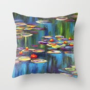 Image of Water Lilies Designer Fabric Throw Pillow