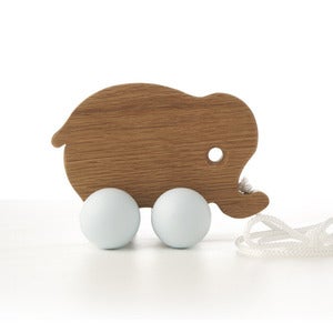 Image of Baby elephant pull along toy - duck egg blue