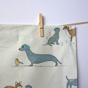 Image of Curious Dog and Friends Tea Towel