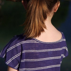 Image of Robe Alice jersey de lin rayé