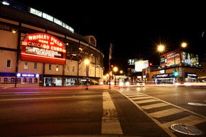 Image of Wrigley Field night time photograph print by Ryan Russell