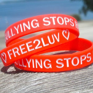 Image of FREE2LUV/BULLYING STOPS HERE RED Wristband