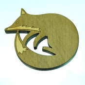Image of Sleeping Fox Wooden Brooch