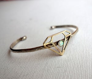 Image of Sterling and Brass Gemstone Shape Cuff