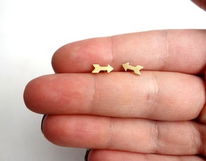 Image of Brass and Sterling Silver Tiny Arrow Studs