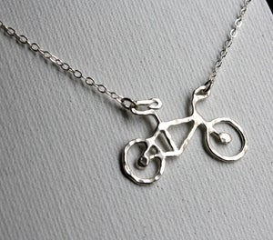 Image of Tiny Sterling Silver Bike Necklace