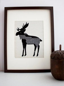 Image of Winter Moose Illustration: Antler Animals Series by Gingiber