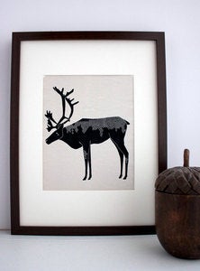 Image of Winter Caribou Illustration: Antler Animals Series by Gingiber