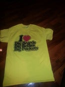 Image of YELLOW "I LOVE BIG BEARDS BIG BELLIES BIG POCKETS" T SHIRT