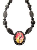 Image of Artisan Peacock Carved Resin Necklace by Hotcakes Designs