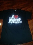 Image of BLACK "I LOVE BIG BEARDS BIG BELLIES BIG POCKETS" T SHIRT WHITE PRINT RED HEART 