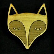 Image of Peaceful Fox Wooden Brooch