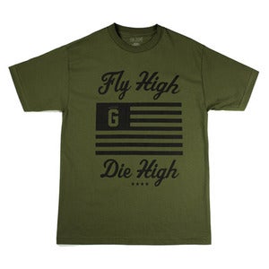 Image of Fly High Die High SS Tee in Miltary Green