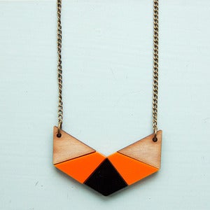 Image of Geo Chevron Necklace - Burnt Orange by Nylon Sky 