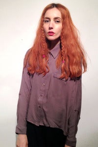 Image of oversized grey cotton bat sleeves shirt