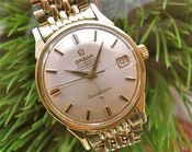 Image of VINTAGE OMEGA CONSTELLATION CROSSHAIRS DIAL w/ORIGINAL GF BEADS OF RICE BRACELET