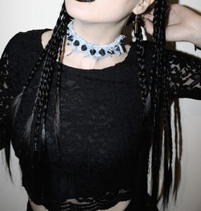 Image of SICK CHOKER - LIGHT BLUE DENIM & BLACK STUDS
