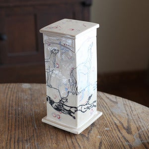 Image of Tall memory box with greyhounds and dots