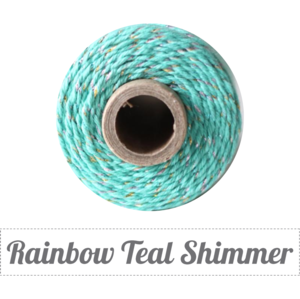 Image of (Limited Edition) Rainbow Teal Shimmer - Rainbow Metallic & Caribbean Teal Baker's Twine
