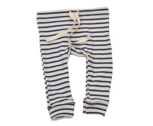 Image of Organic Cotton Striped Leggings - Natural/Blue Nautical Stripe