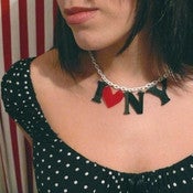 Image of i (heart) new york - i love new york! necklace on vintage white chain