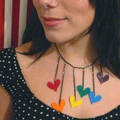 Image of Rainbow Heart Drop Necklace