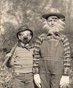 Image of KIDS IN HALLOWEEN COSTUMES VINTAGE SNAPSHOT PHOTO 