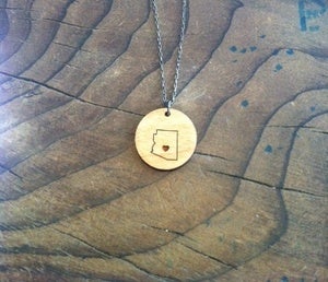 Image of Heart AZ Wood Necklace 