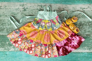 Image of Fuchsia Blooms Tiered Twirly Dress